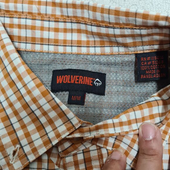 Wolverine Button Up Shirt Men's MEDIUM Check Outdoor Fishing Hiking Vented - Picture 4 of 7